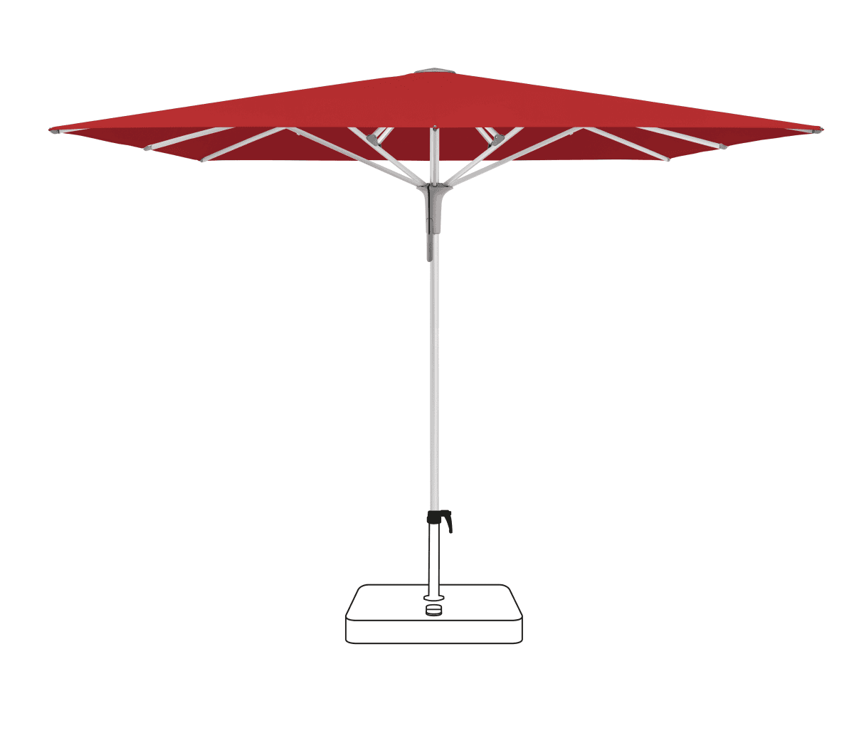 FORTINO Pro - 250x250 / quadratisch / 4 / Carmine / ohne / Natureloxiertes Aluminium