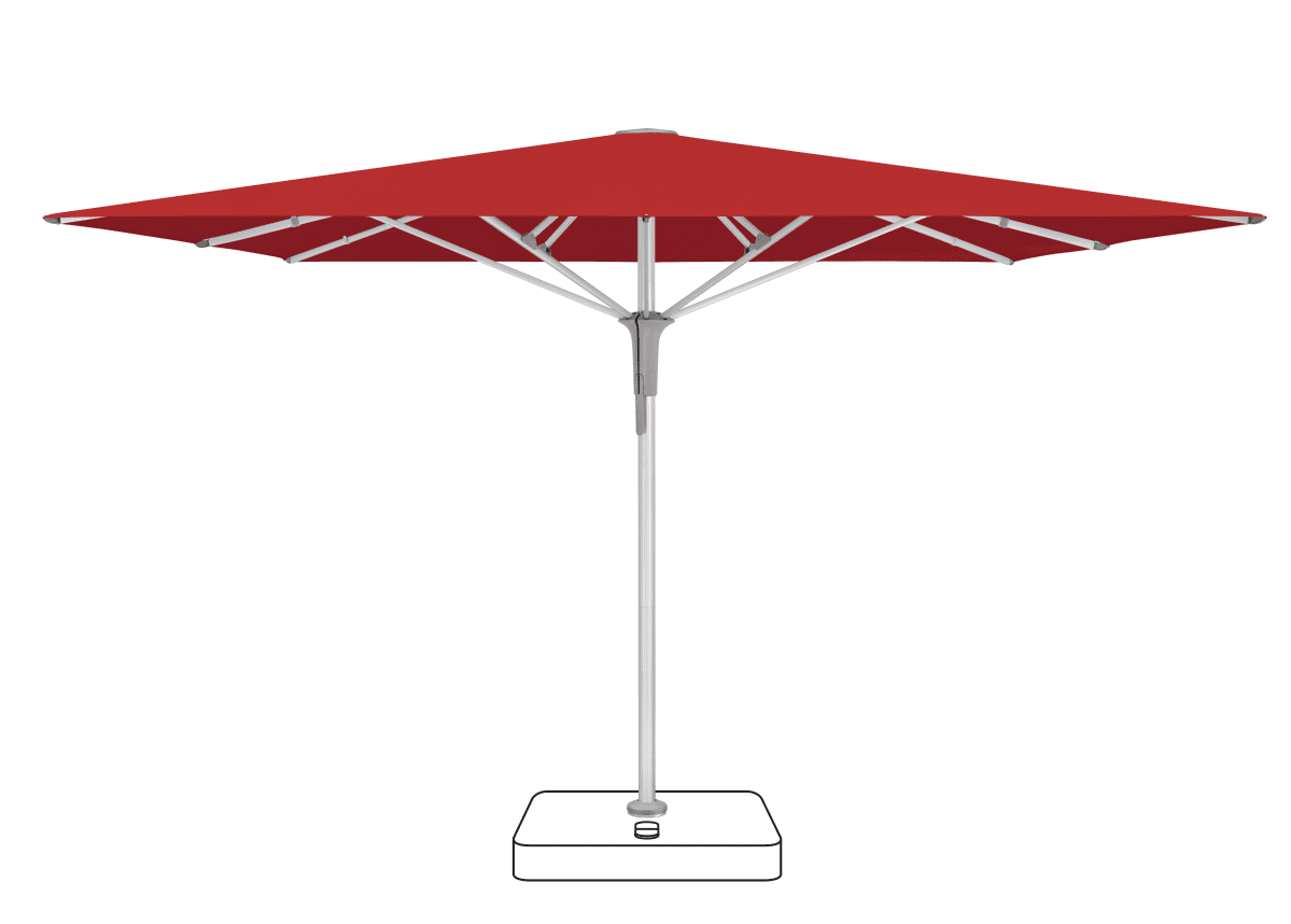 FORTELLO Pro - 350x350 / quadratisch / 4 / Carmine / ohne / Natureloxiertes Aluminium