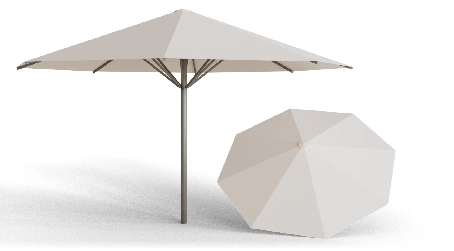Schattello - 450 / rund / MayTex-Poly / weiß / ohne / RAL 9006 weißaluminium Schattello - 450 / rund / MayTex-Poly / weiß / ohne / RAL 9006 weißaluminium