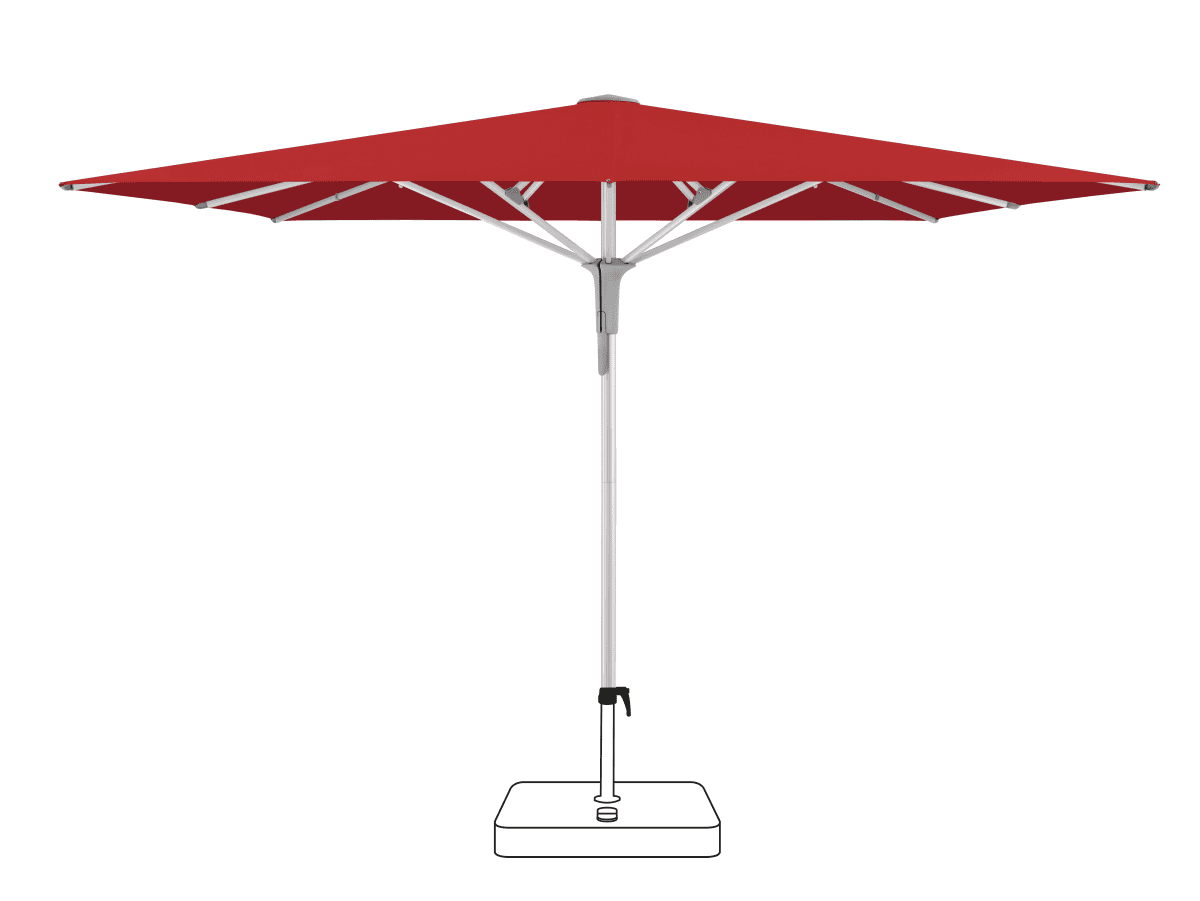 FORTERO Pro - 350x350 / quadratisch / 4 / Carmine / ohne / Natureloxiertes Aluminium